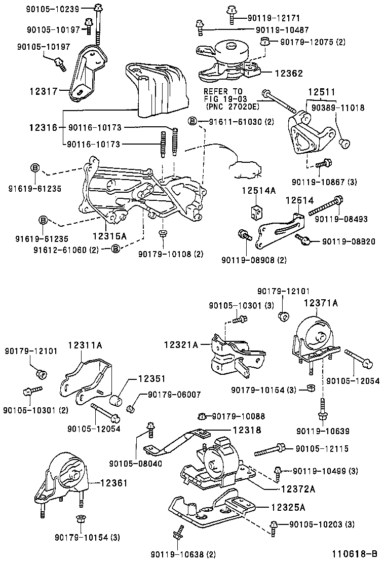 12321-74360 BRACKET, ENGINE MOUNTING, REAR(FOR TRANSVERSE ENGINE) product image