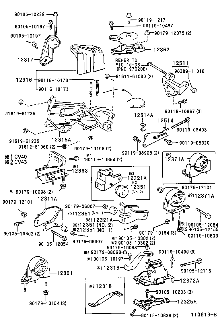 12321-74360 BRACKET, ENGINE MOUNTING, REAR(FOR TRANSVERSE ENGINE) product image