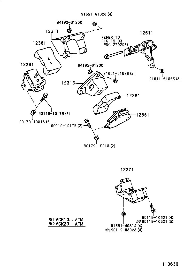 12361-62100 INSULATOR, ENGINE MOUNTING, FRONT product image