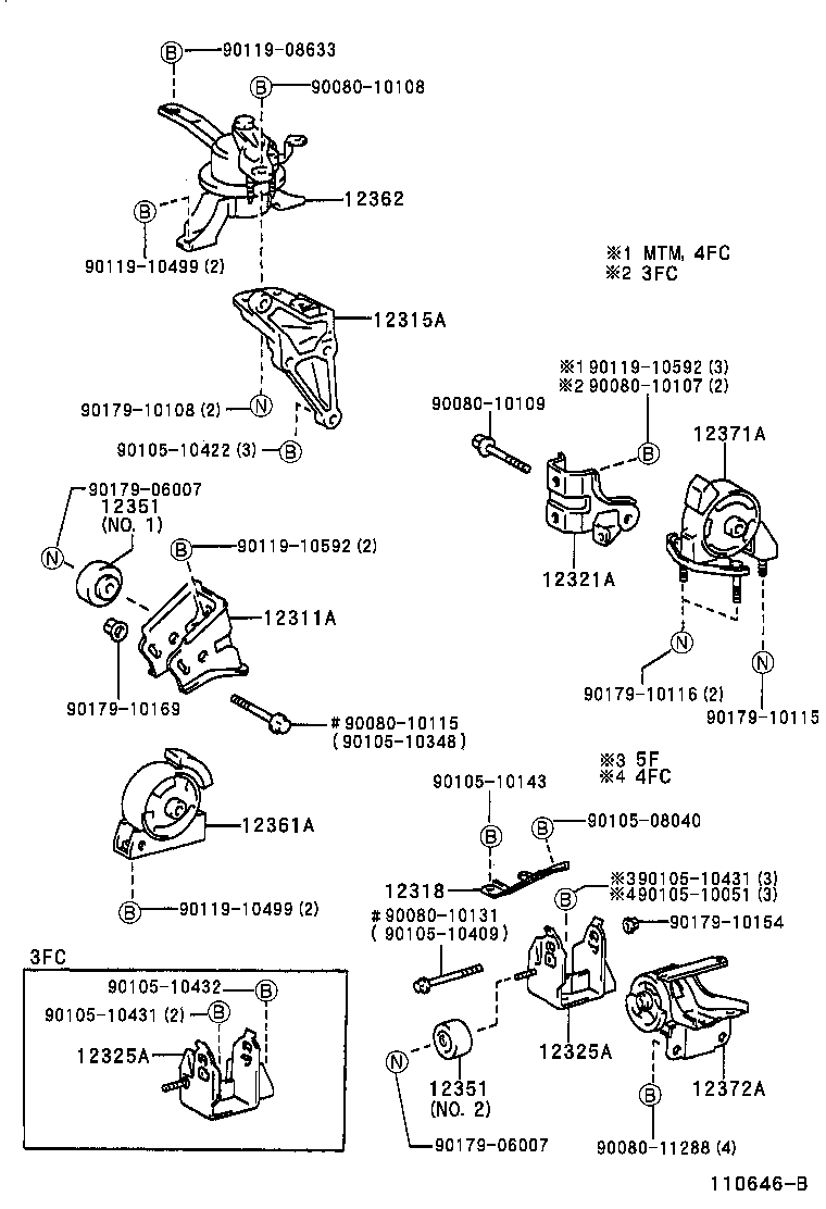 Toyota 12361-0D021 INSULATOR, ENGINE MOUNTING, FRONT(FOR TRANSVERSE ENGINE)