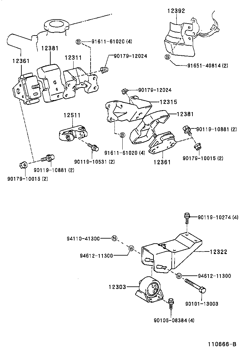 12361-54200 INSULATOR, ENGINE MOUNTING, FRONT product image