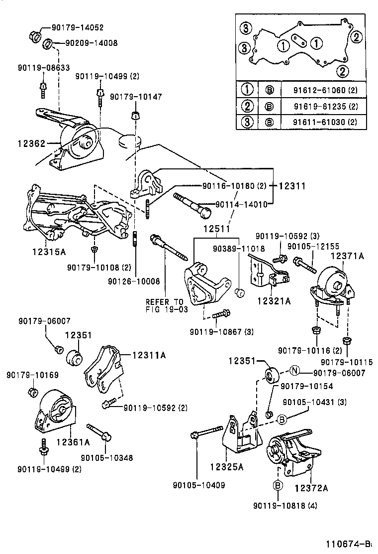 12361-53010 INSULATOR, ENGINE MOUNTING, FRONT(FOR TRANSVERSE ENGINE) product image