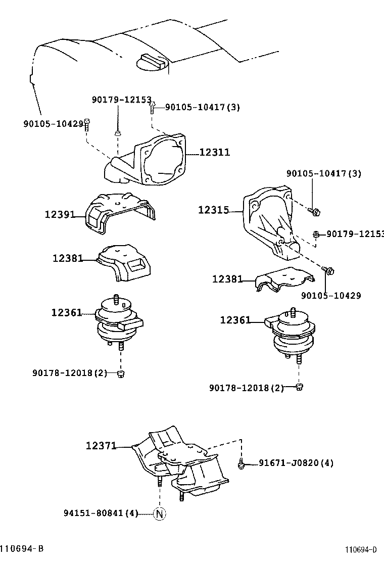 Toyota 12311-46120 BRACKET, ENGINE MOUNTING, FRONT NO.1 RH