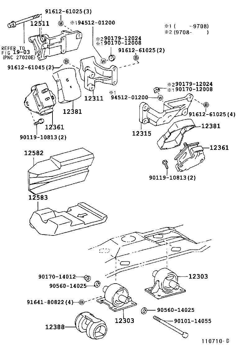 12303-54050 BRACKET SUB-ASSY, ENGINE MOUNTING, REAR product image