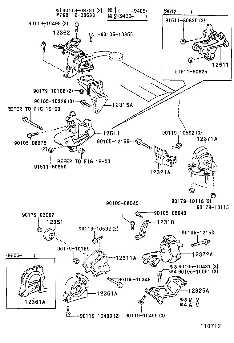 12361-15190 INSULATOR, ENGINE MOUNTING, FRONT(FOR TRANSVERSE ENGINE) product image
