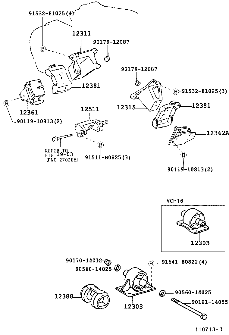 12303-54070 BRACKET SUB-ASSY, ENGINE MOUNTING, REAR product image