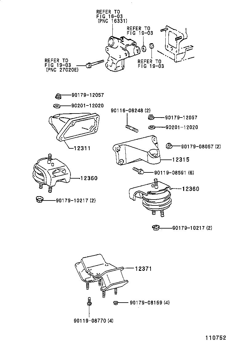 12315-70100 BRACKET, ENGINE MOUNTING, FRONT NO.1 LH product image
