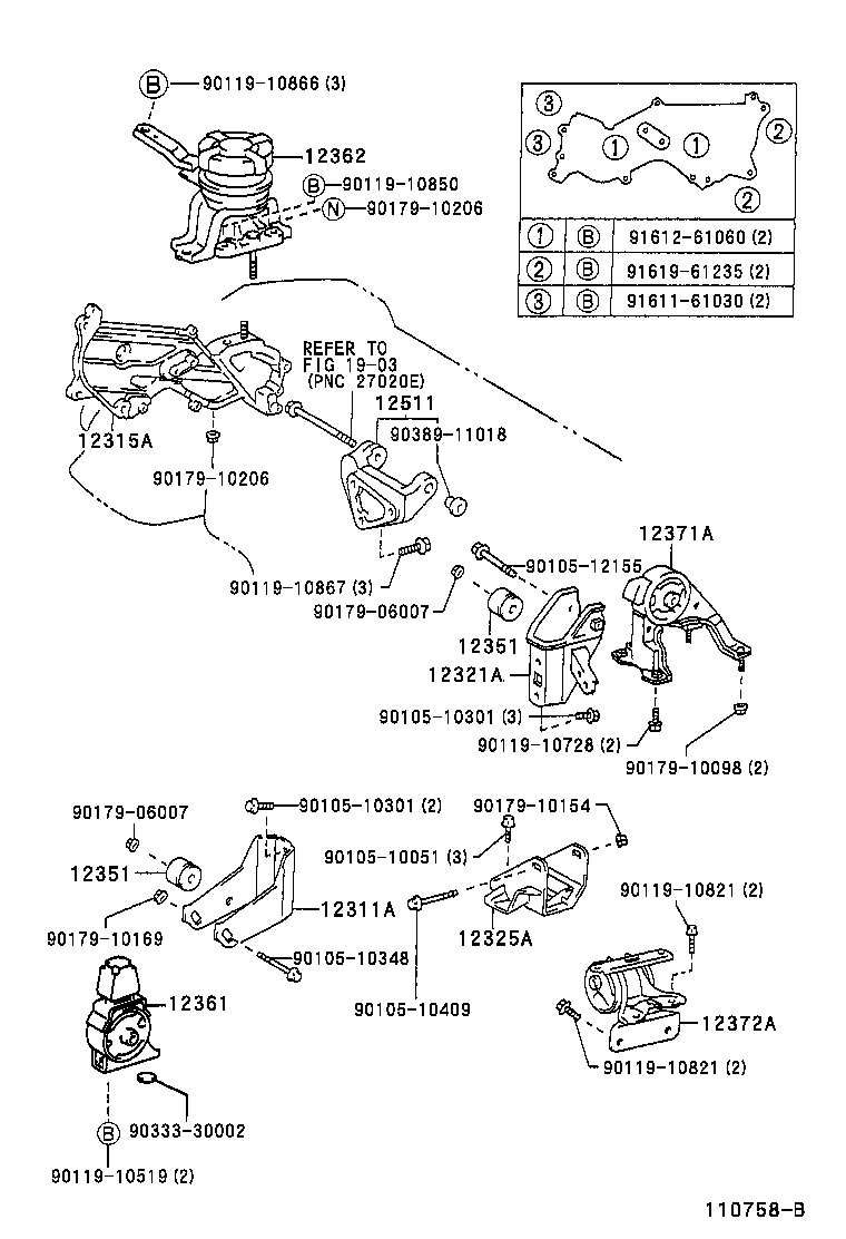 12316-74150 BRACKET, ENGINE MOUNTING, NO.2 RH product image