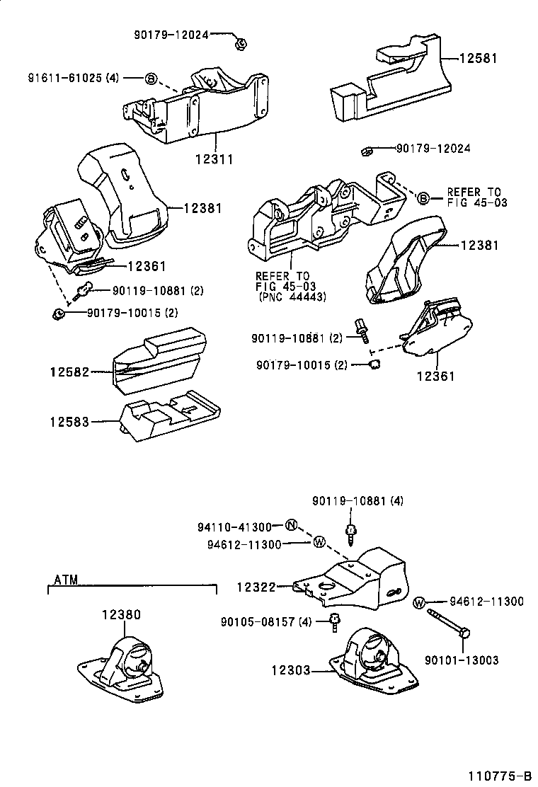 12321-54040 BRACKET, ENGINE MOUNTING, REAR, NO.1 product image