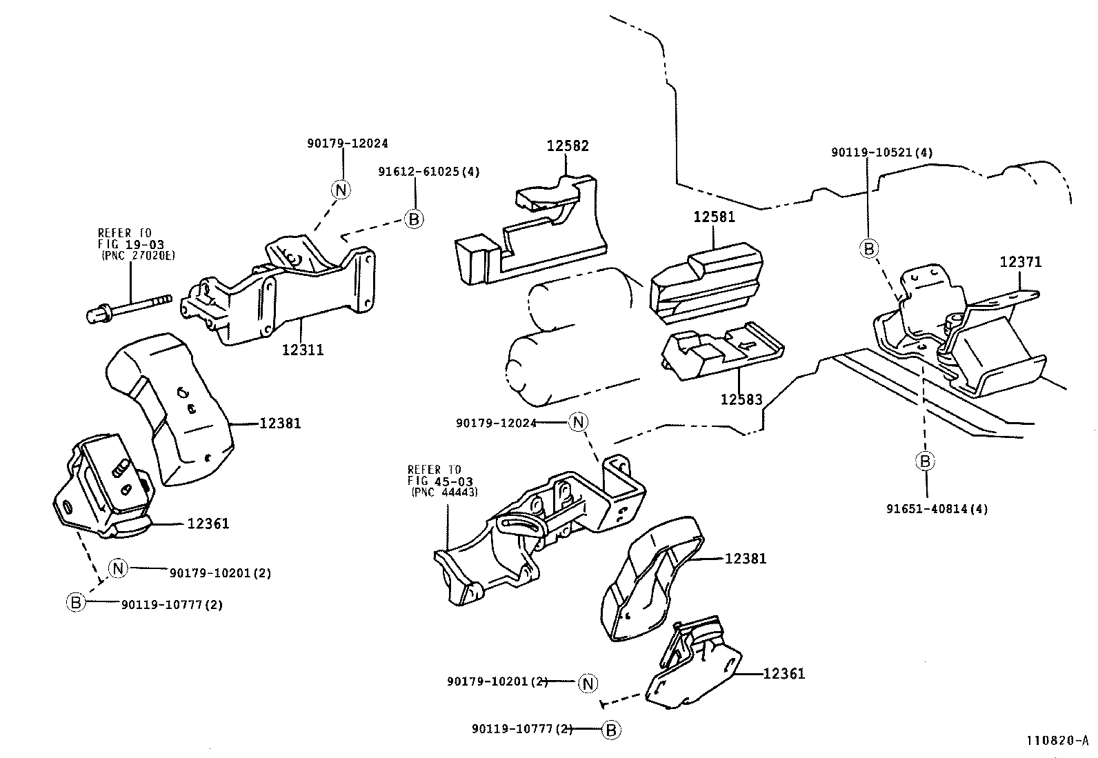 12311-54181 BRACKET, ENGINE MOUNTING, FRONT NO.1 RH product image