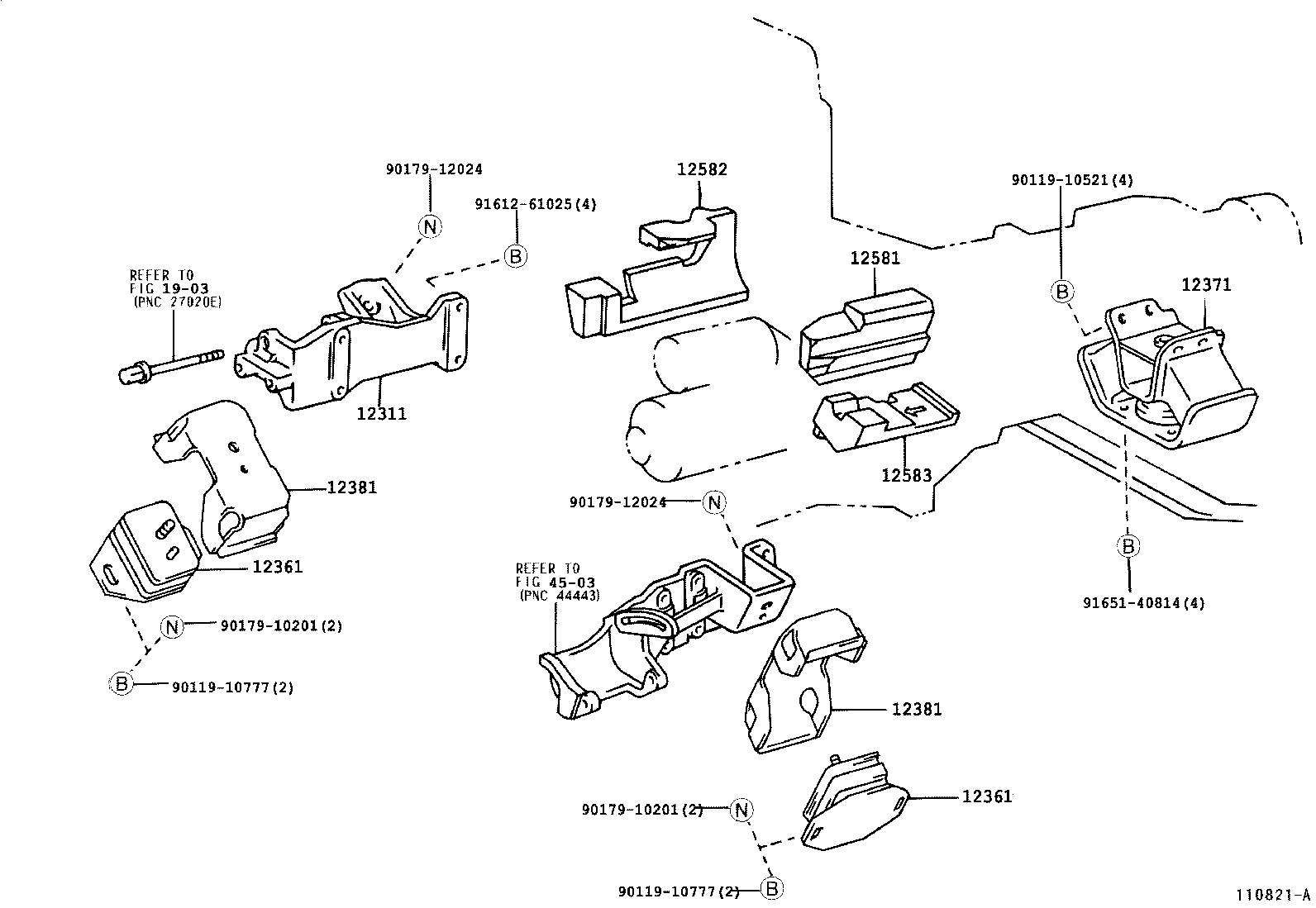 12371-75110 INSULATOR, ENGINE MOUNTING, REAR NO.1 product image