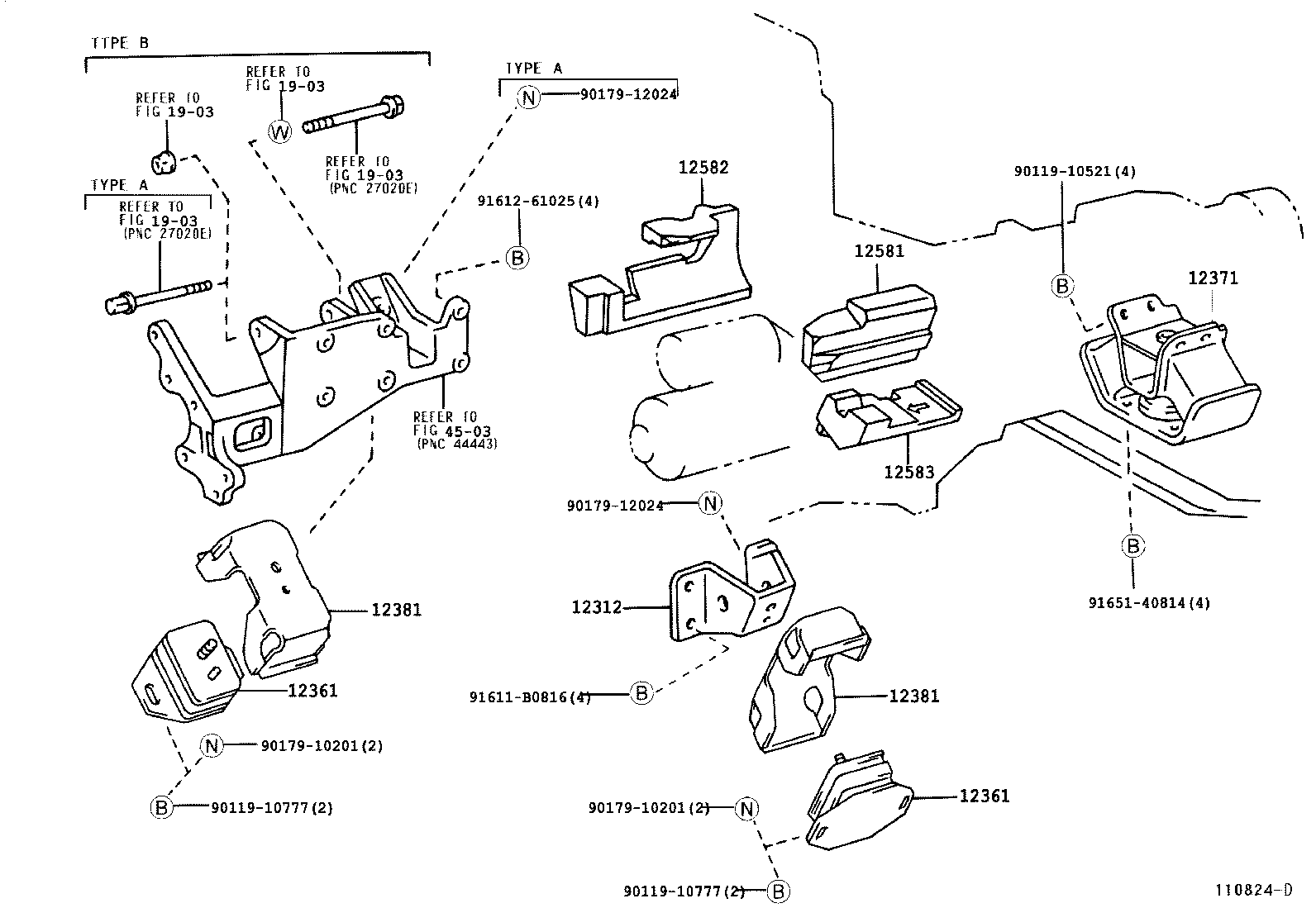 12311-54181 BRACKET, ENGINE MOUNTING, FRONT NO.1 RH product image