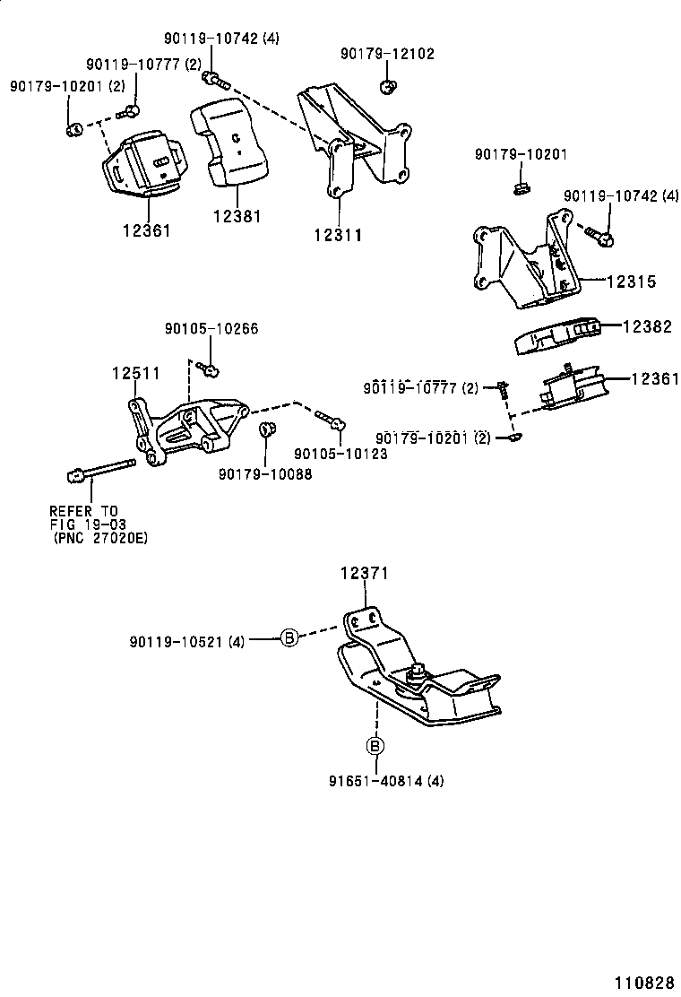 12311-54181 BRACKET, ENGINE MOUNTING, FRONT NO.1 RH product image
