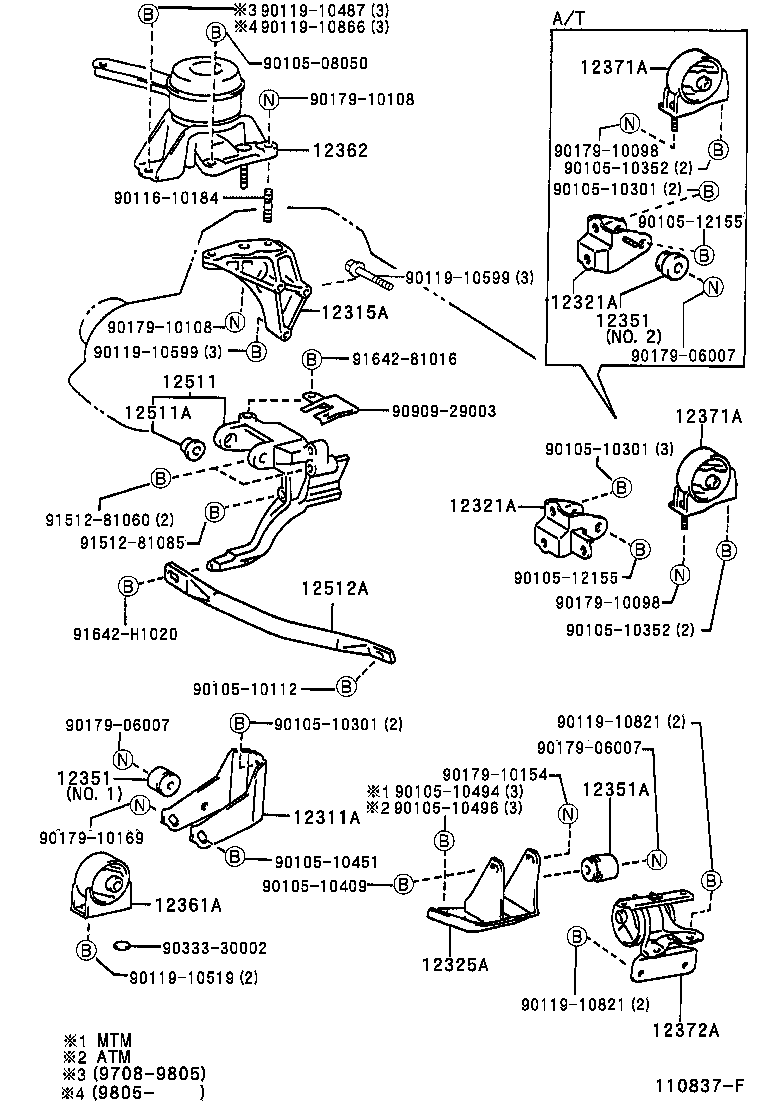 12321-74521 BRACKET, ENGINE MOUNTING, REAR(FOR TRANSVERSE ENGINE) product image