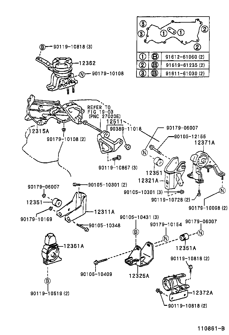 12361-02100 INSULATOR, ENGINE MOUNTING, FRONT(FOR TRANSVERSE ENGINE) product image