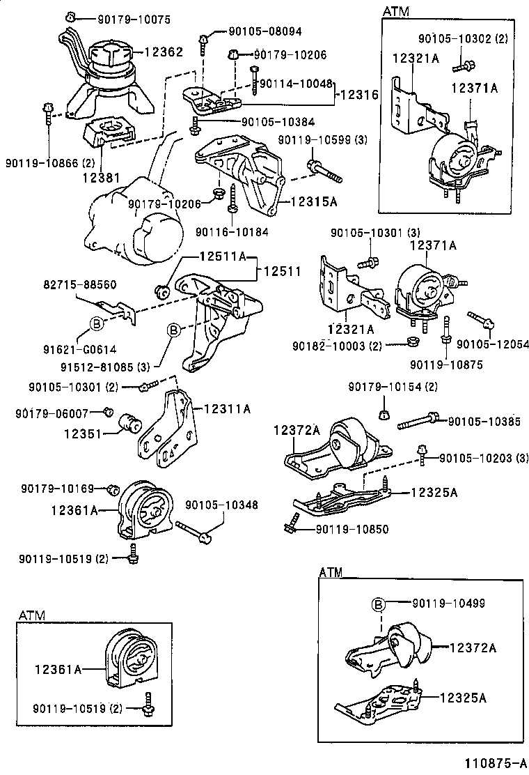 12321-74450 BRACKET, ENGINE MOUNTING, REAR(FOR TRANSVERSE ENGINE) product image