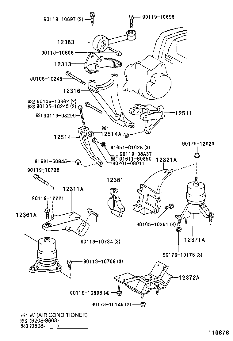 12361-74253 INSULATOR, ENGINE MOUNTING, FRONT(FOR TRANSVERSE ENGINE) product image