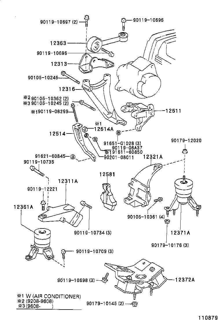 12361-74253 INSULATOR, ENGINE MOUNTING, FRONT(FOR TRANSVERSE ENGINE) product image