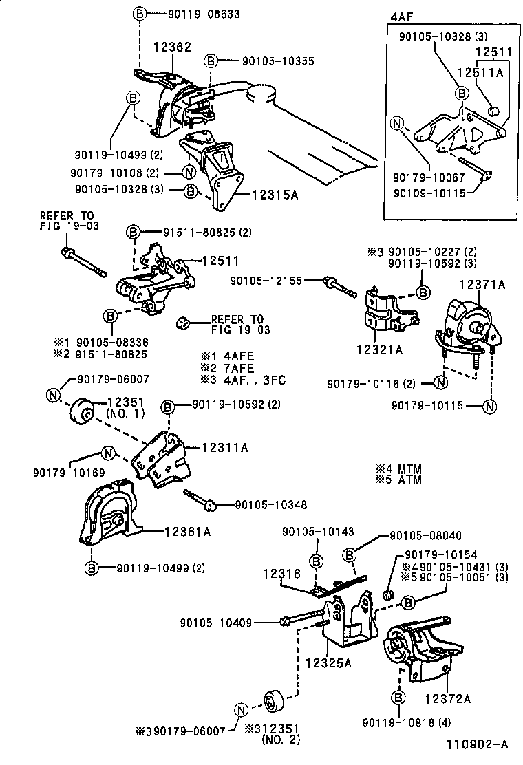 12361-15190 INSULATOR, ENGINE MOUNTING, FRONT(FOR TRANSVERSE ENGINE) product image