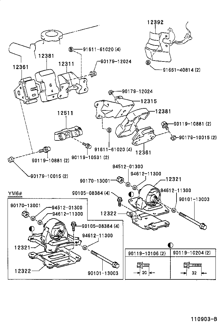 12303-64060 BRACKET, ENGINE MOUNTING, REAR, NO.1 product image
