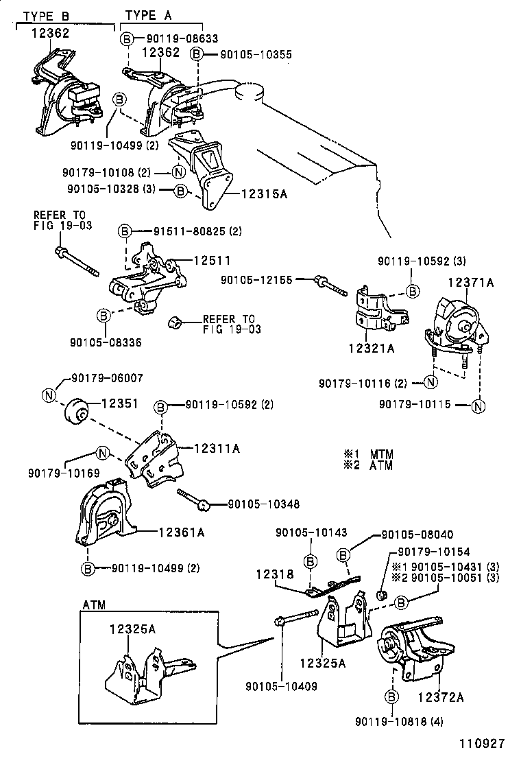 12361-53010 INSULATOR, ENGINE MOUNTING, FRONT(FOR TRANSVERSE ENGINE) product image