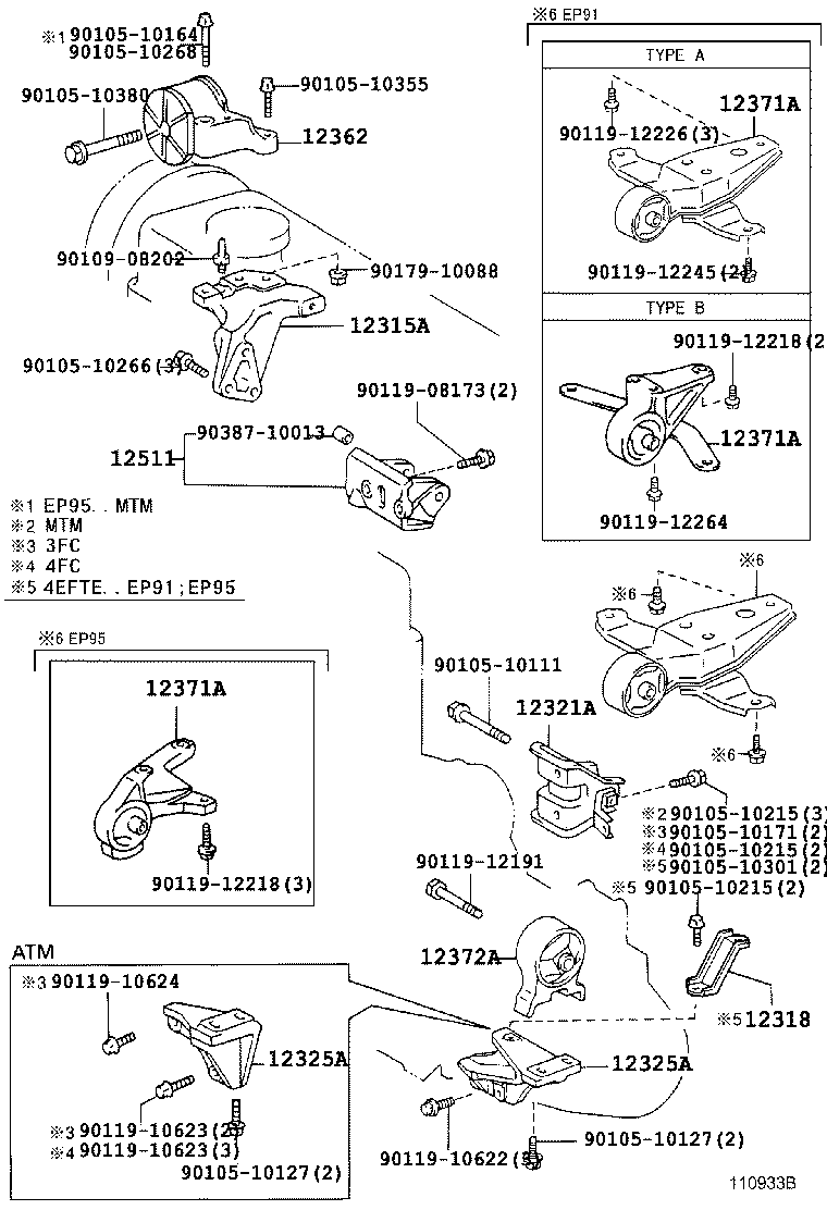 12303-55040 BRACKET, ENGINE MOUNTING, REAR(FOR TRANSVERSE ENGINE) product image