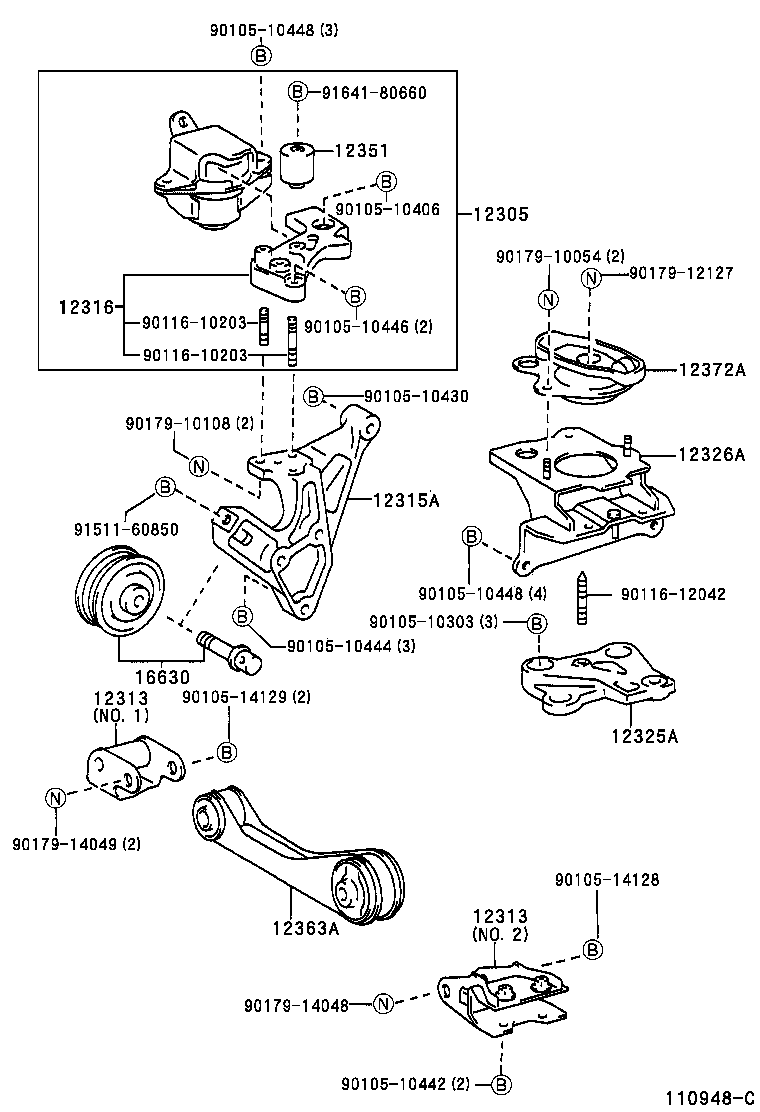 12315-21020 BRACKET, ENGINE MOUNTING, RH(FOR TRANSVERSE ENGINE) product image