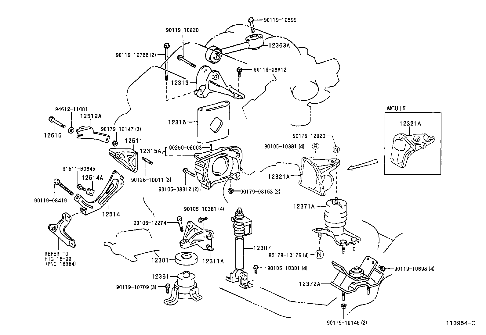 Toyota 12371-20060 INSULATOR, ENGINE MOUNTING, REAR