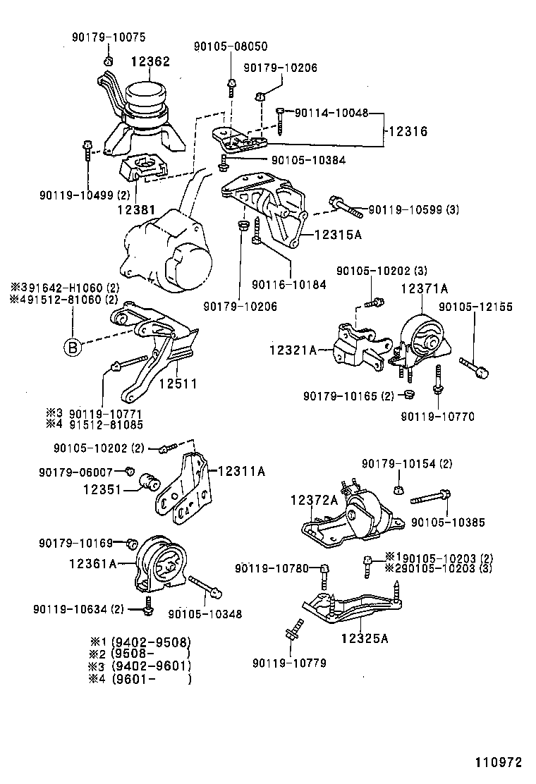 12315-74130 BRACKET, ENGINE MOUNTING, RH(FOR TRANSVERSE ENGINE) product image