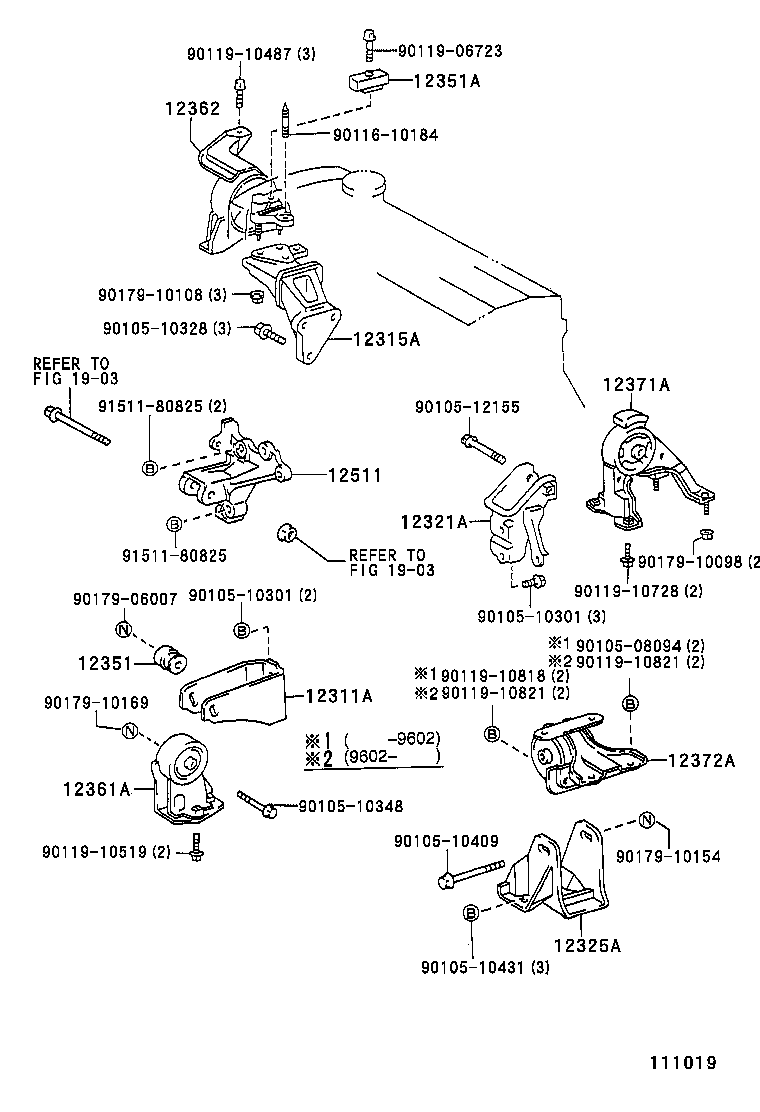 12321-11250 BRACKET, ENGINE MOUNTING, REAR(FOR TRANSVERSE ENGINE) product image