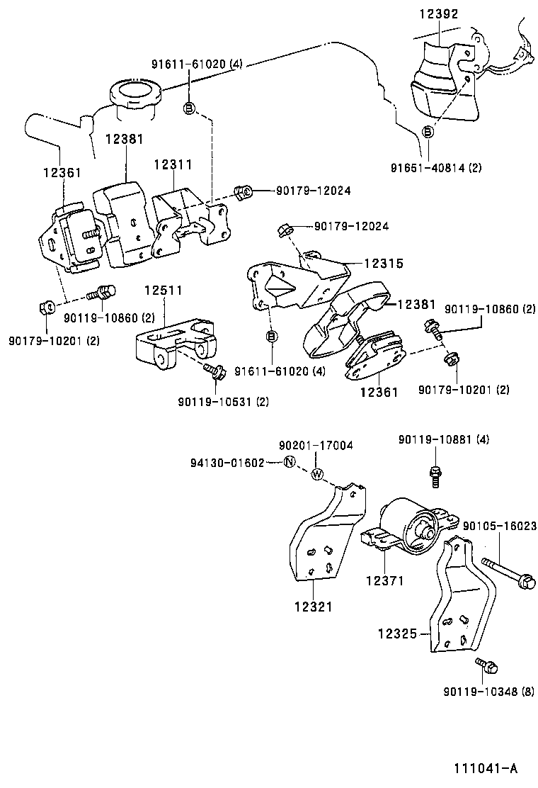 12311-75040 BRACKET, ENGINE MOUNTING, FRONT NO.1 RH product image