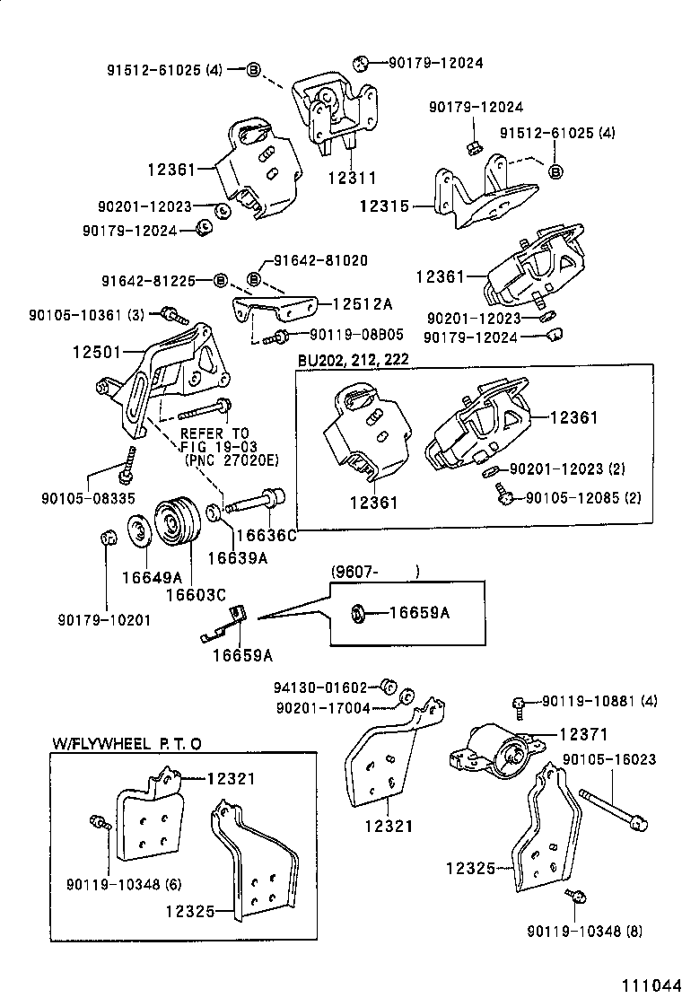 12301-89101 BRACKET SUB-ASSY, ENGINE MOUNTING, FRONT RH product image