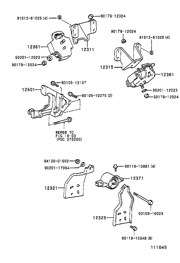 12301-89101 BRACKET SUB-ASSY, ENGINE MOUNTING, FRONT RH product image