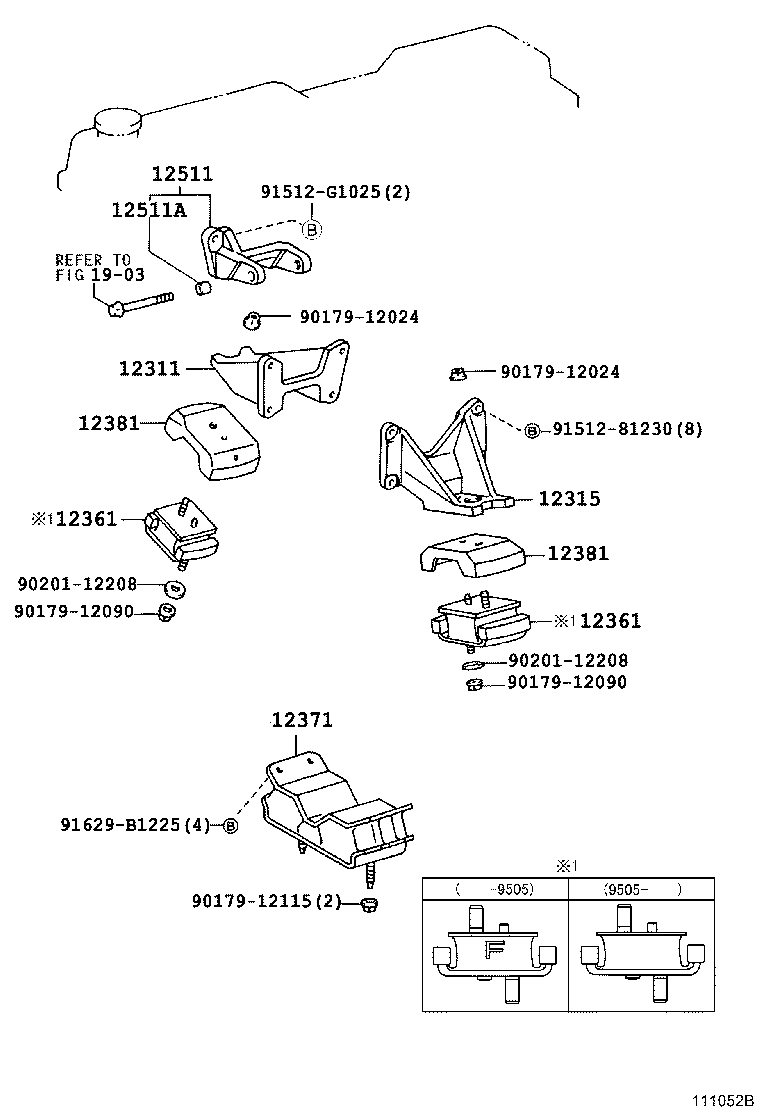 12371-17060 INSULATOR, ENGINE MOUNTING, REAR NO.1 product image