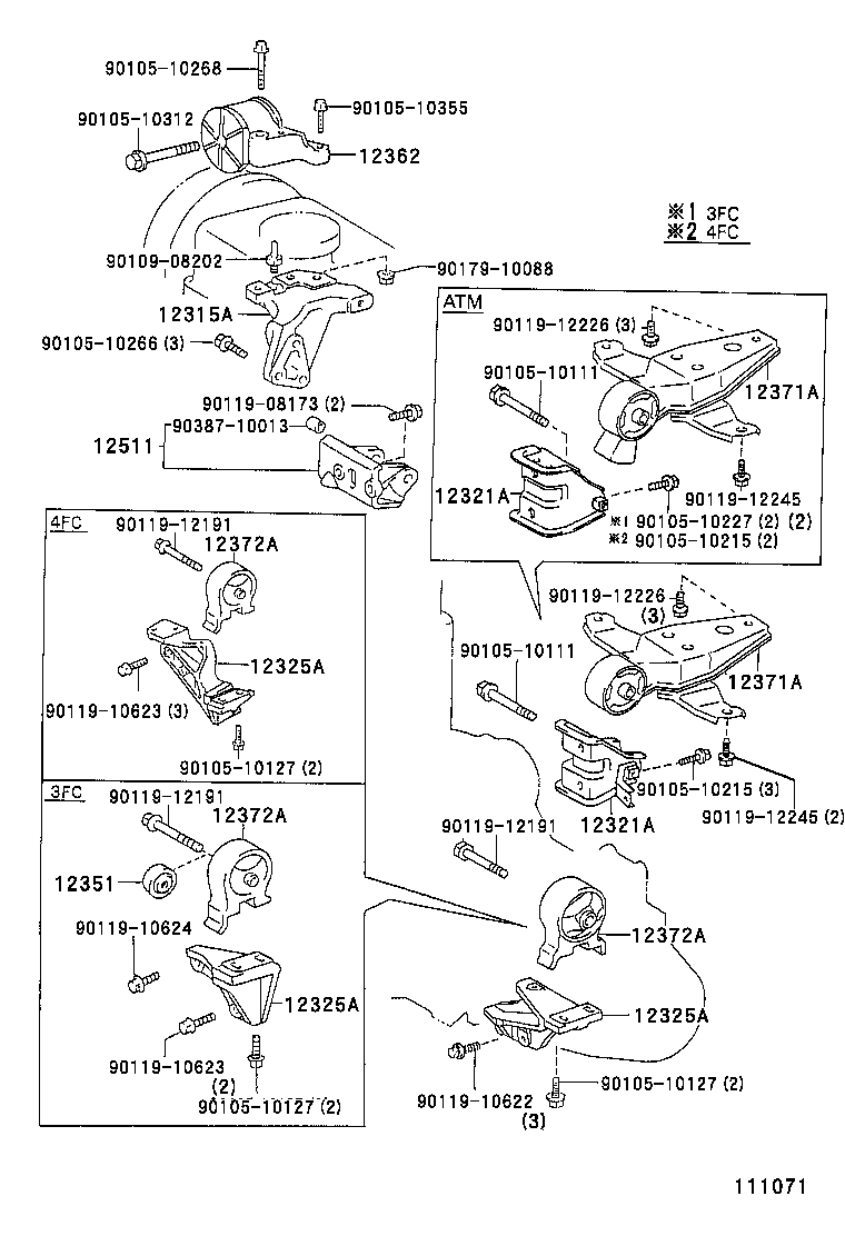 12303-11052 BRACKET, ENGINE MOUNTING, REAR(FOR TRANSVERSE ENGINE) product image