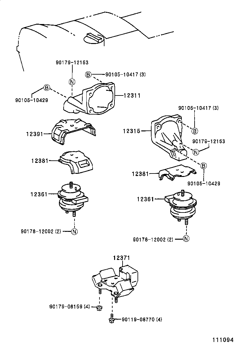 12380-46050 INSULATOR, ENGINE MOUNTING, REAR NO.1 product image