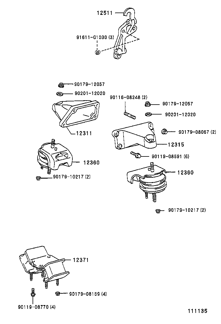 12361-50091 INSULATOR, ENGINE MOUNTING, FRONT product image