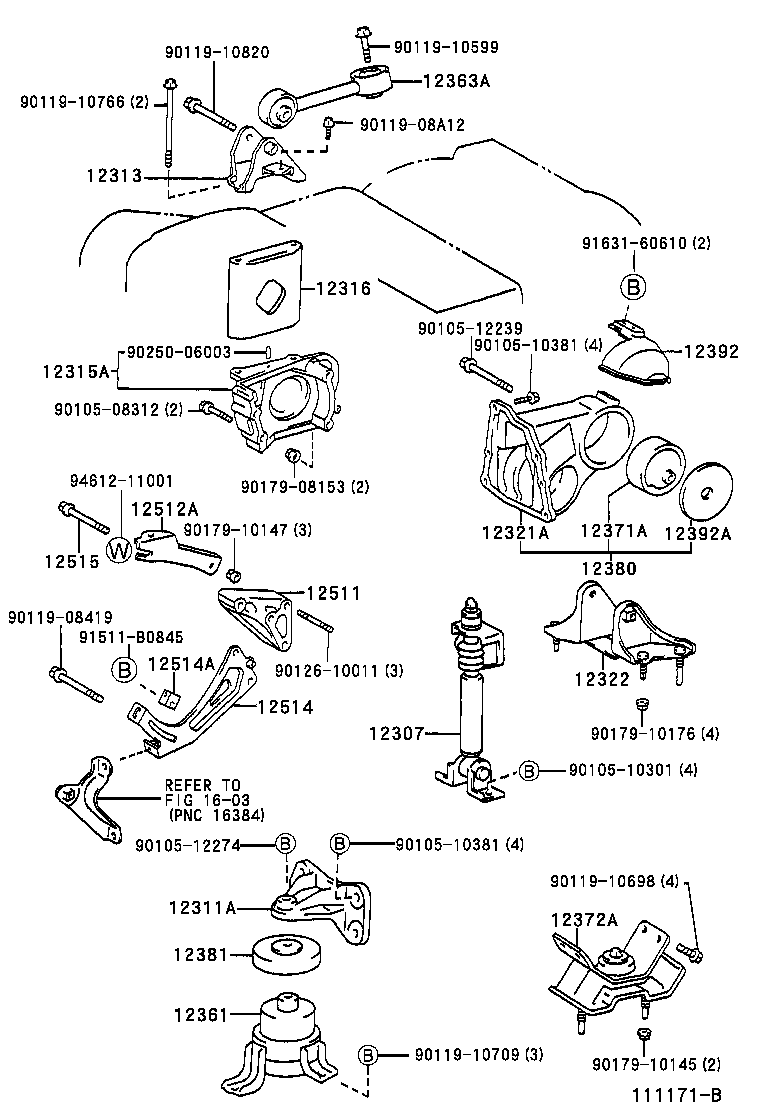 12316-20010 BRACKET, ENGINE MOUNTING, NO.2 RH product image