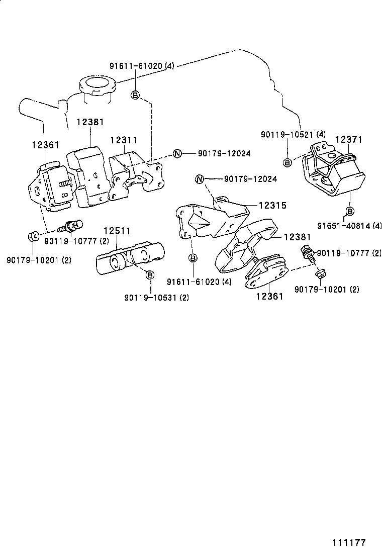 12371-05010 INSULATOR, ENGINE MOUNTING, REAR NO.1 product image
