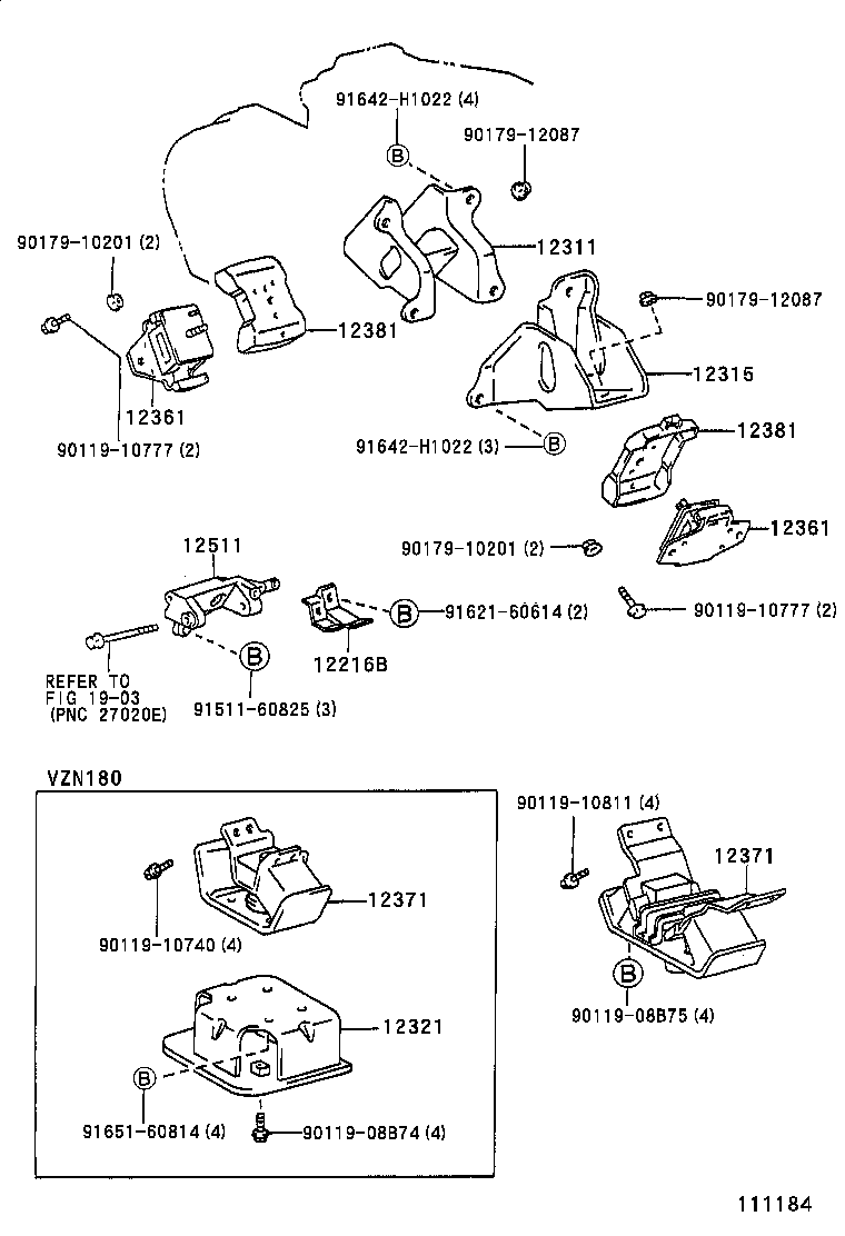 12321-62100 BRACKET, ENGINE MOUNTING, REAR, NO.1 product image