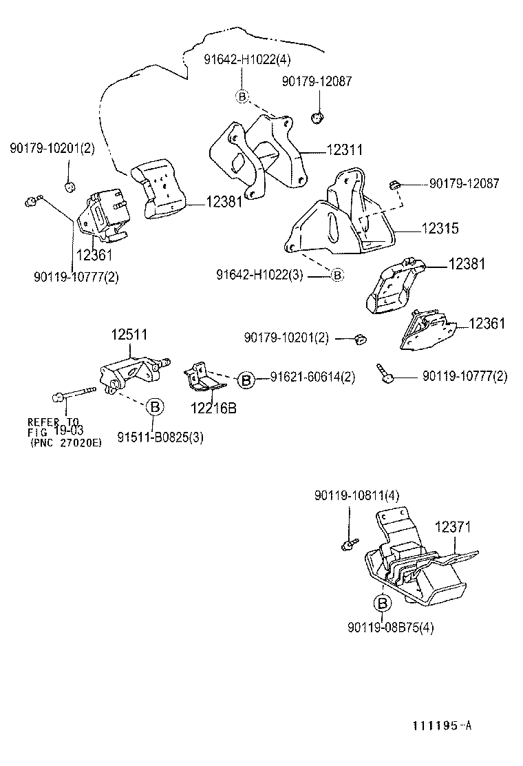 12311-54230 BRACKET, ENGINE MOUNTING, FRONT NO.1 RH product image