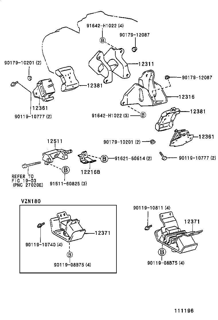 12361-35090 INSULATOR, ENGINE MOUNTING, FRONT product image