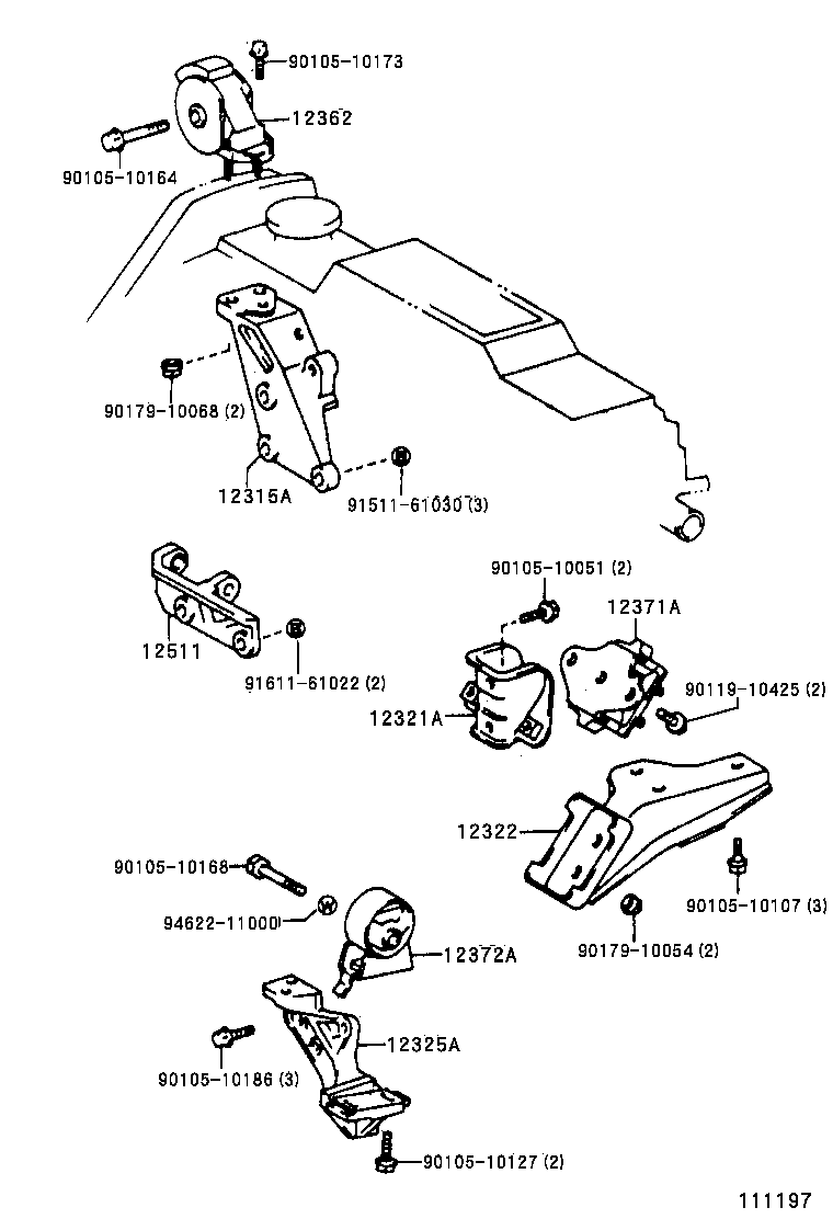 12321-55020 BRACKET, ENGINE MOUNTING, REAR(FOR TRANSVERSE ENGINE) product image