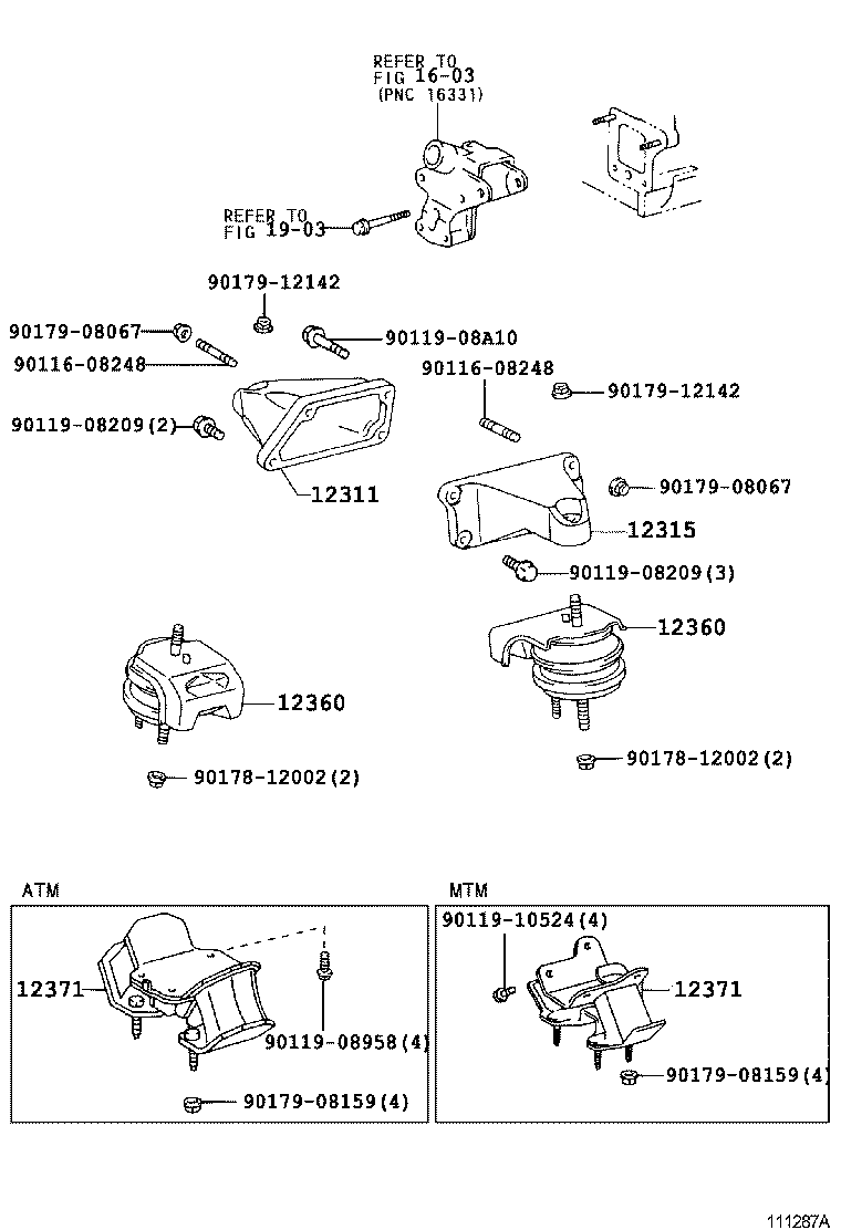 12311-70150 BRACKET, ENGINE MOUNTING, FRONT NO.1 RH product image