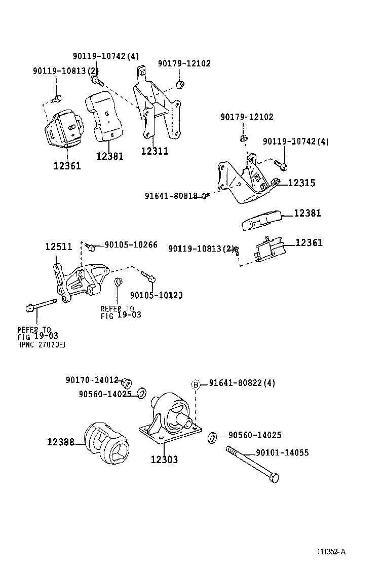 12303-54050 BRACKET SUB-ASSY, ENGINE MOUNTING, REAR product image