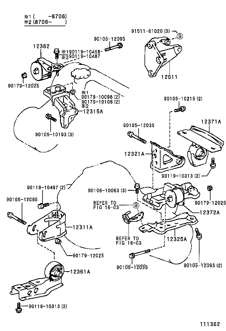 12361-15111 INSULATOR, ENGINE MOUNTING, FRONT(FOR TRANSVERSE ENGINE) product image