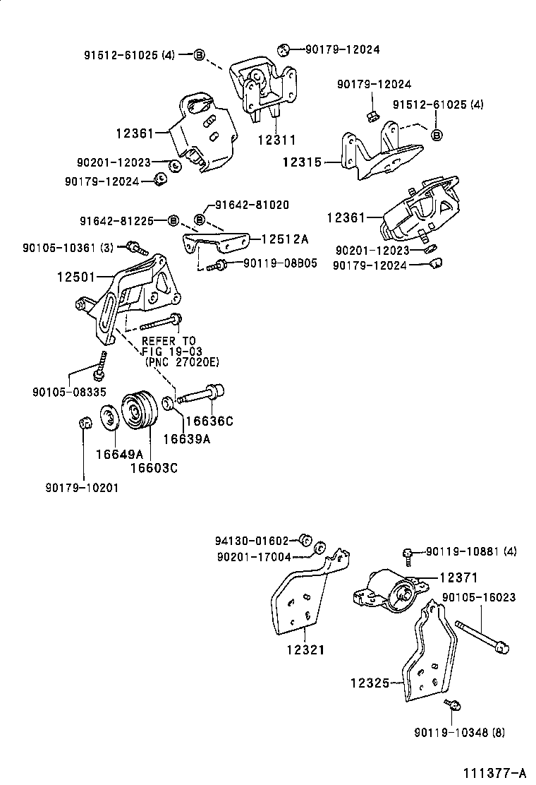 12301-89101 BRACKET SUB-ASSY, ENGINE MOUNTING, FRONT RH product image