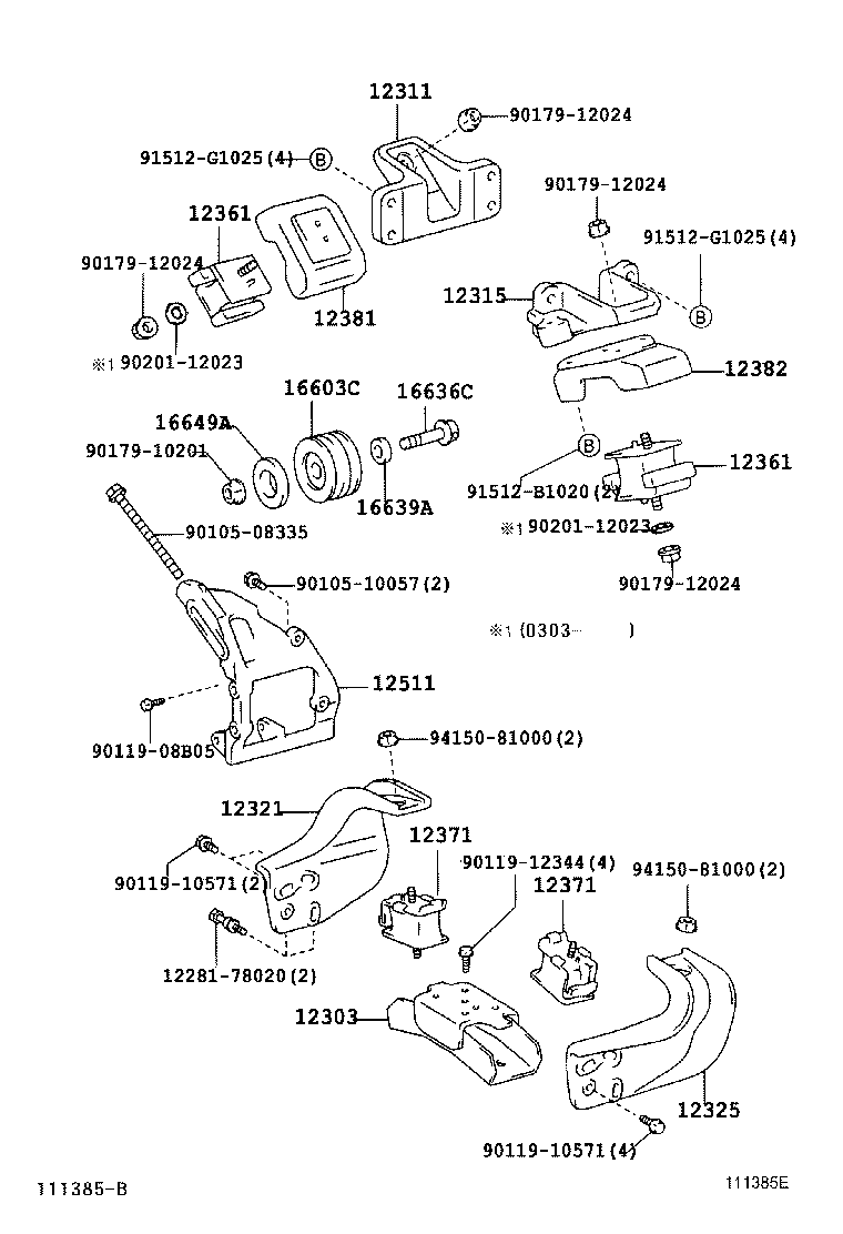 12321-78360 BRACKET, ENGINE MOUNTING, REAR, NO.1 product image