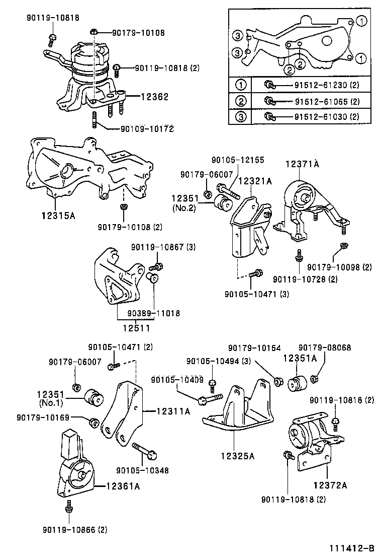 12361-02100 INSULATOR, ENGINE MOUNTING, FRONT(FOR TRANSVERSE ENGINE) product image