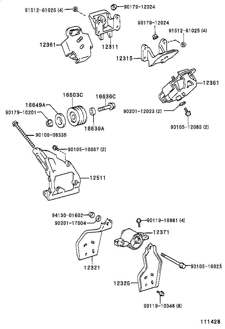12311-75040 BRACKET, ENGINE MOUNTING, FRONT NO.1 RH product image